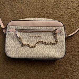 Michael Kors LG Zip Chain Crossbody Powder Blush Multi